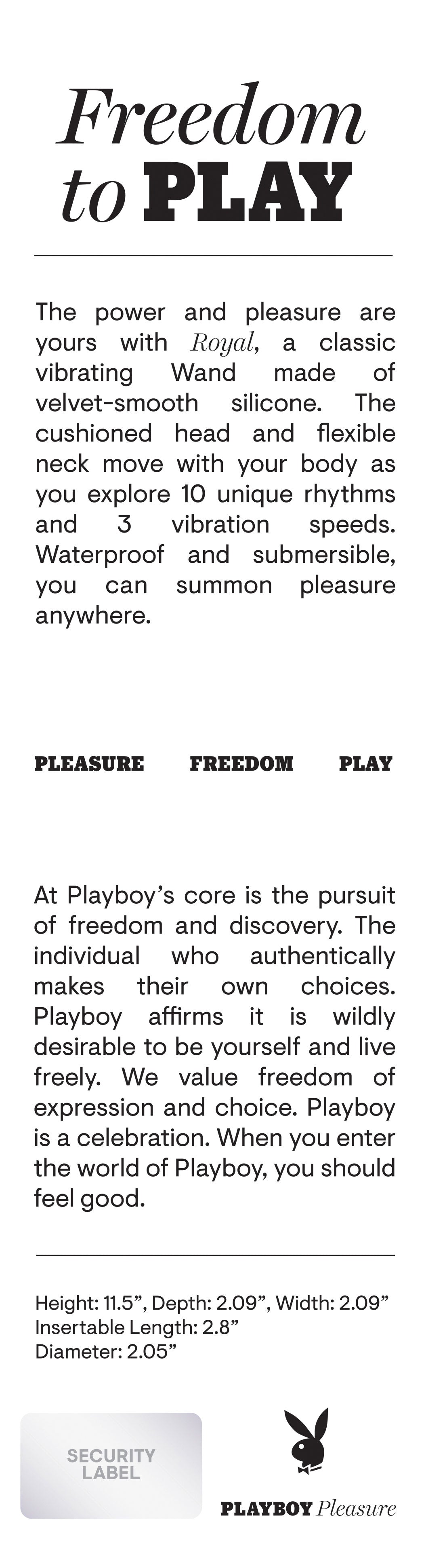 Playboy Pleasure ROYAL Velvet Silicone Wand Vibrator > Sex Toys > Massage Wands