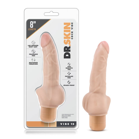 Dr Skin Cock Vibe 12 Inch Vibrating Cock Beige DONGS Vibrating