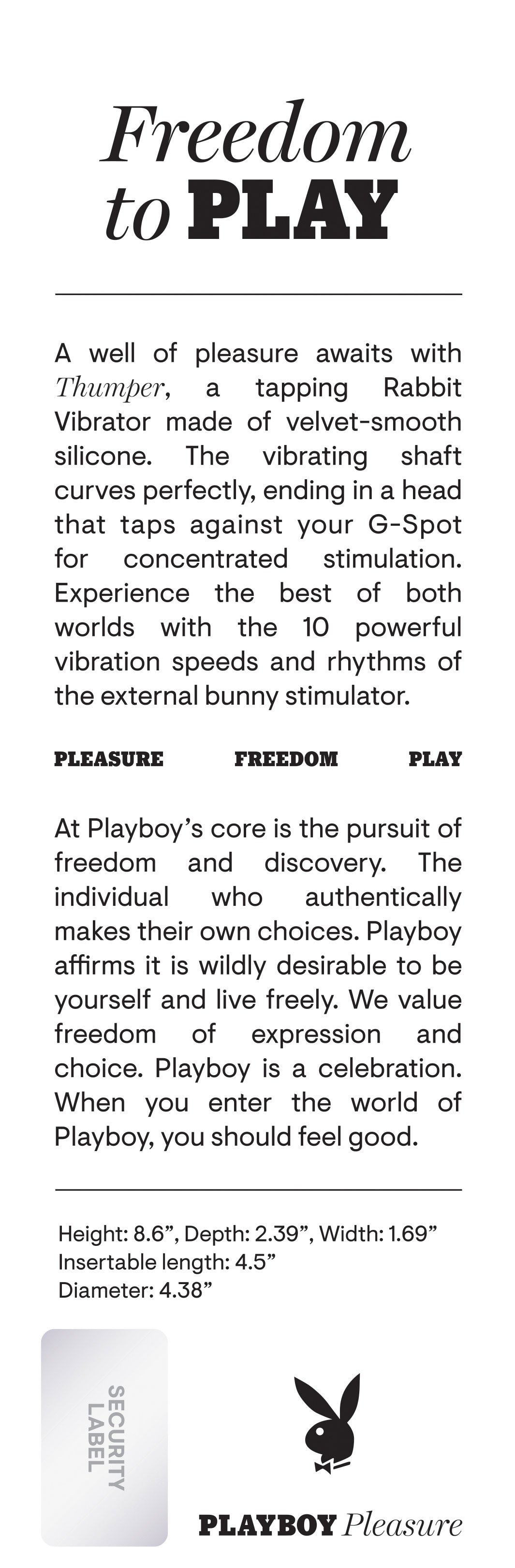 Playboy Pleasure THUMPER Velvet Silicone Rabbit Vibrator Purple VIBRATORS-RABBIT