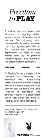 Playboy Pleasure THUMPER Velvet Silicone Rabbit Vibrator Purple VIBRATORS-RABBIT