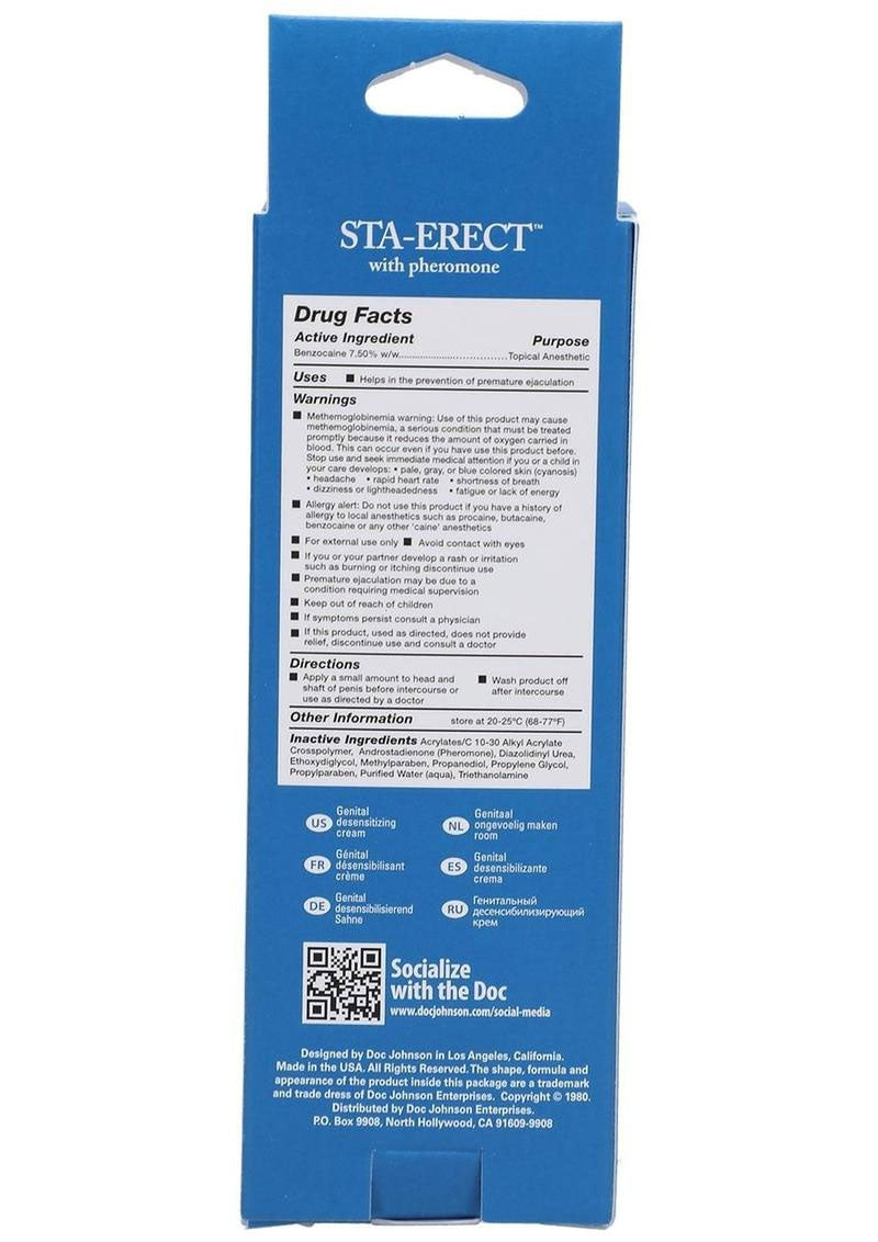 Doc Johnson Sta-Erect Delay Cream Odourless 56g Performance Enhancer for Men > Essentials > Mens Enhancers