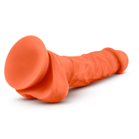 Neo Elite 7.5 Inch Silicone Dual Density Cock with Balls Neon Orange DONGS