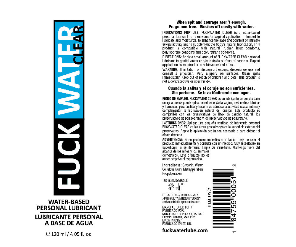 FuckWater Clear Water-Based Lubricant – 2oz to 16oz > Lube > Speciality Exempt