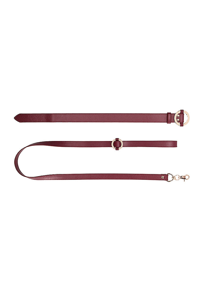 Ouch Halo Collar With Leash Burgundy Restraint BDSM Accessory > Bondage Gear > Collars & Leashes
