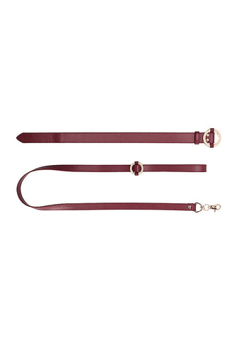 Ouch Halo Collar With Leash Burgundy Restraint BDSM Accessory > Bondage Gear > Collars & Leashes