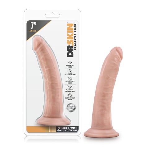 Dr Skin 7 Inch Realistic Dildo with Suction Cup Vanilla Beige Dongs Realistic