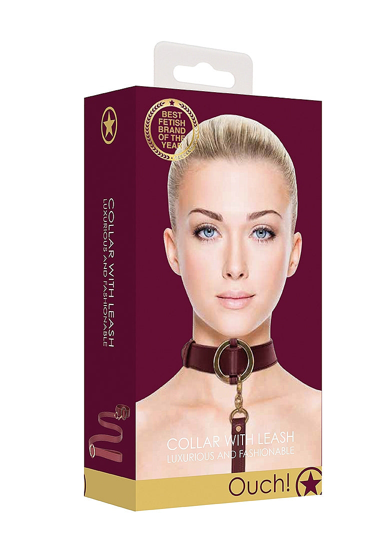 Ouch Halo Collar With Leash Burgundy Restraint BDSM Accessory > Bondage Gear > Collars & Leashes