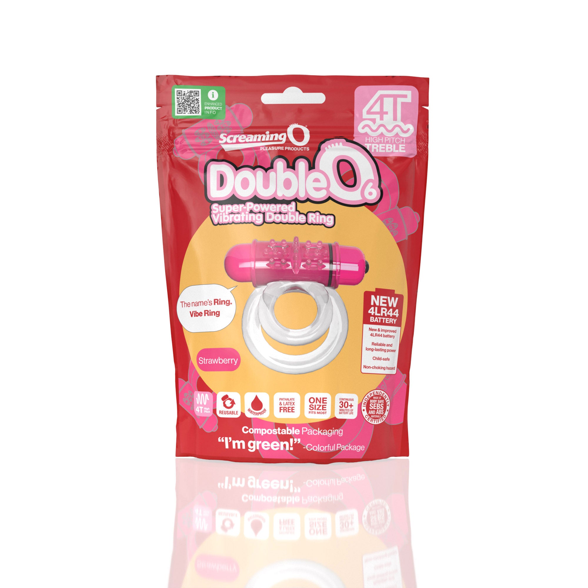 Double O 6 4T High Pitch Treble (Strawberry) > Cock Ring > Vibrating