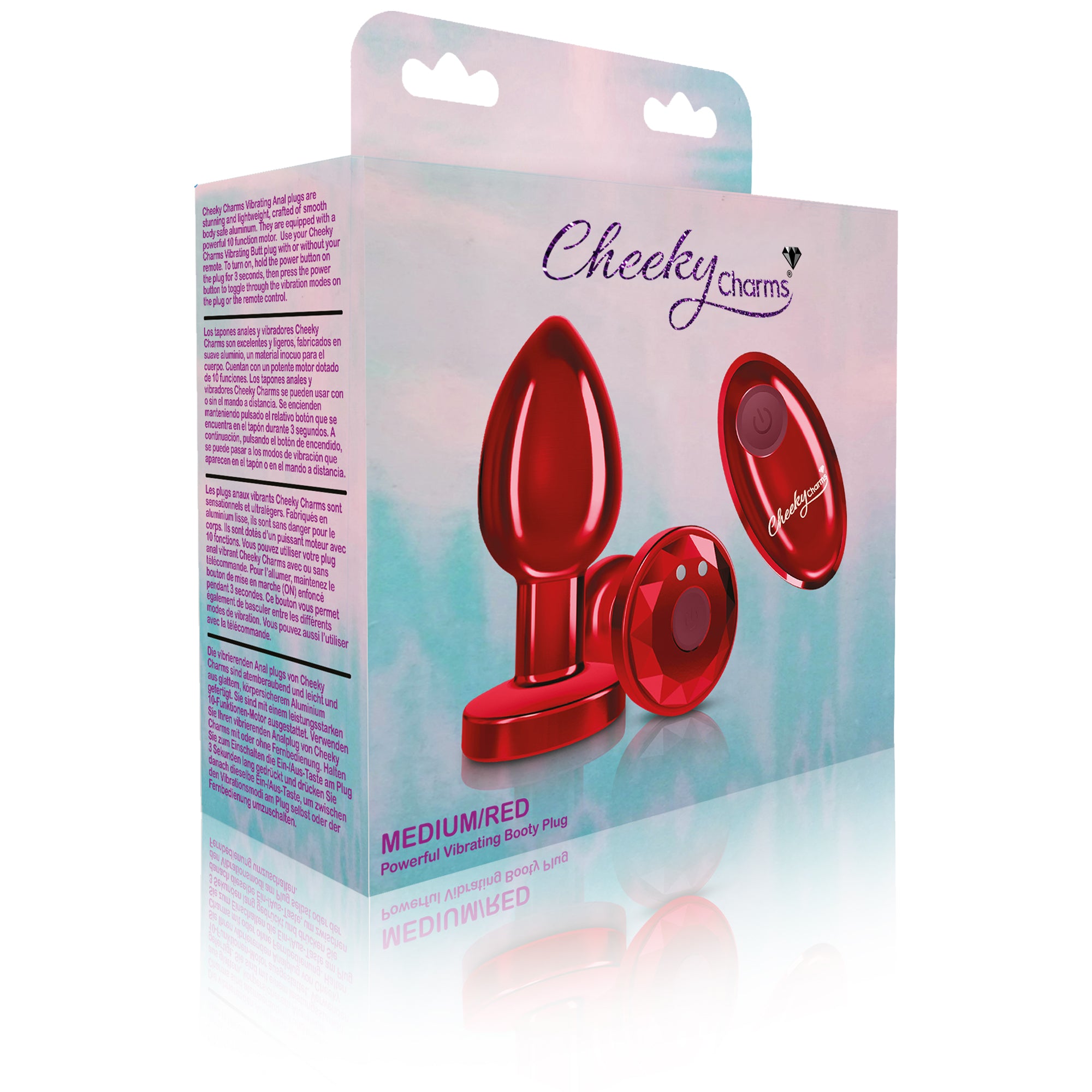 Cheeky Charms Red Rechargeable Vibrating Metal Butt Plug Medium Butt Plugs - Vibrating