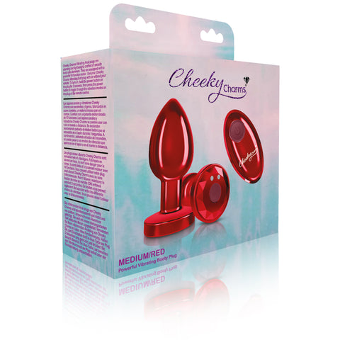 Cheeky Charms Red Rechargeable Vibrating Metal Butt Plug Medium Butt Plugs - Vibrating