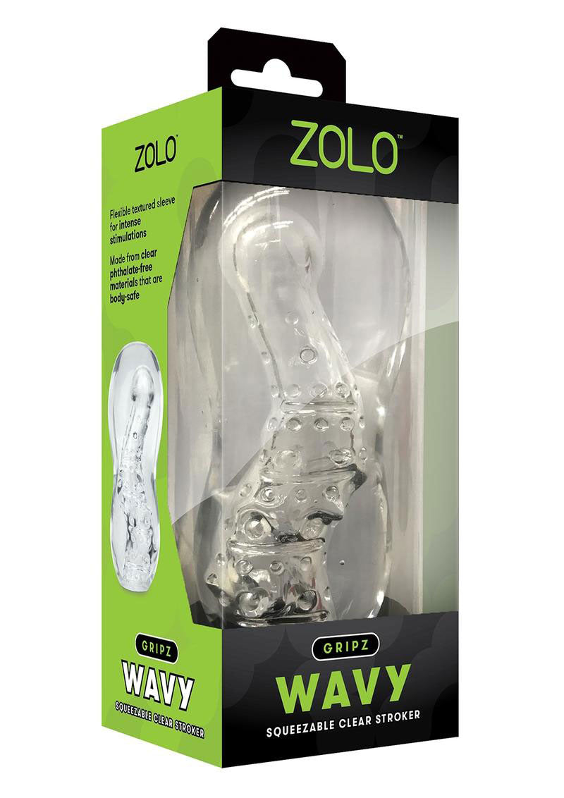 Zolo Gripz Wavy Clear – Squeezable Stroker Clear > Sex Toys For Men > Masturbators > Manual