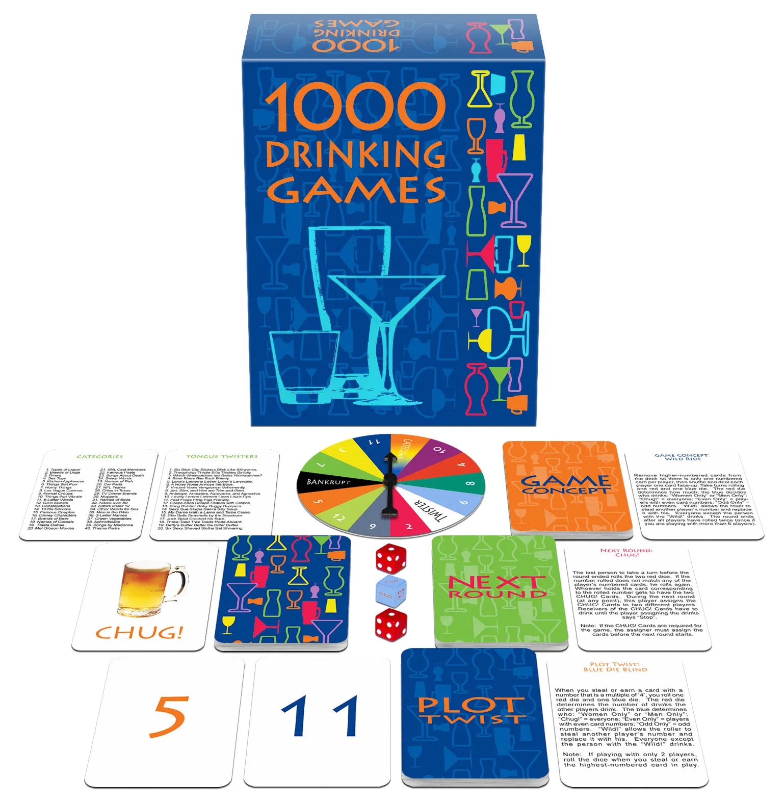 Adult 1000 Drinking Games – Party Game Set with Cards and Dice > Novelties > Games