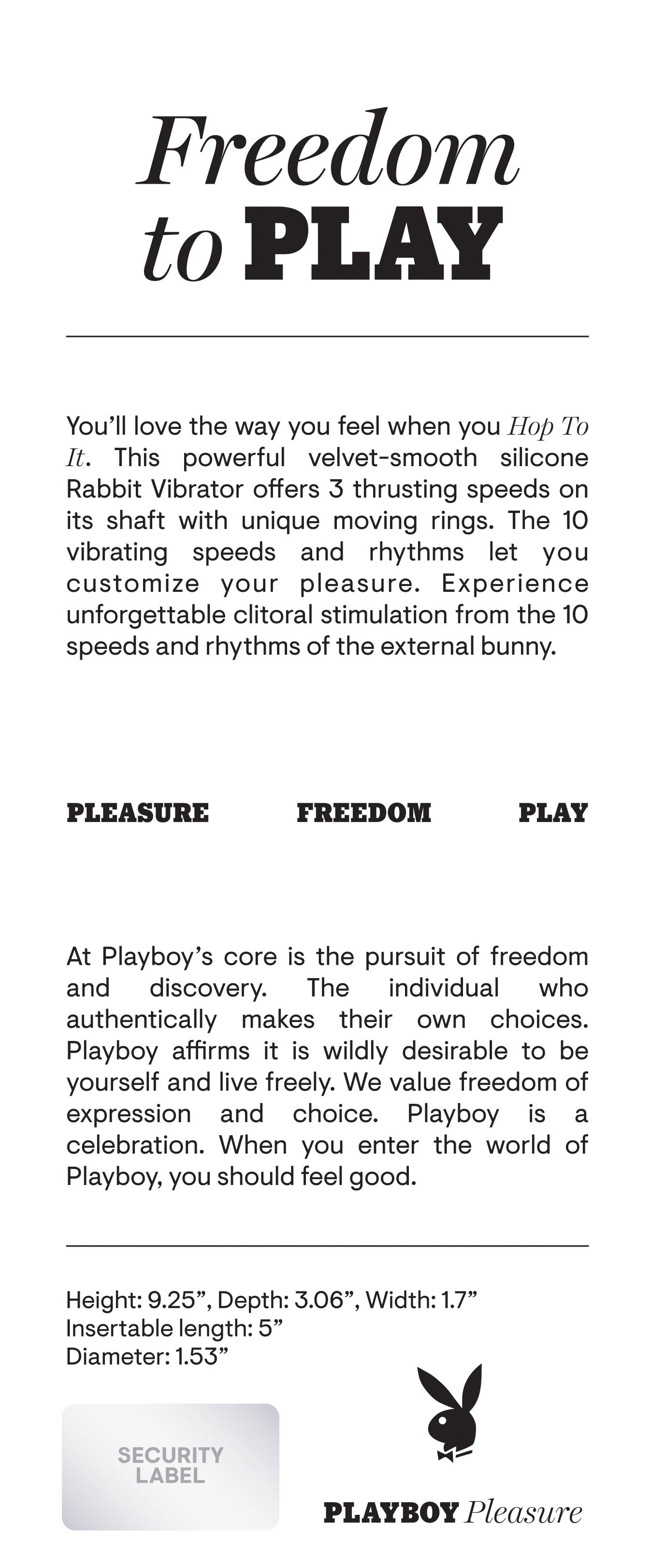 Playboy Pleasure HOP TO IT Rabbit Vibrator 23.5cm > Vibrators > Ladies > Rabbit