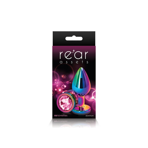 Rear Assets Multi Medium (Pink Gem) – Lightweight Metal Butt Plug > Anal Range > Jewel Butt Plugs