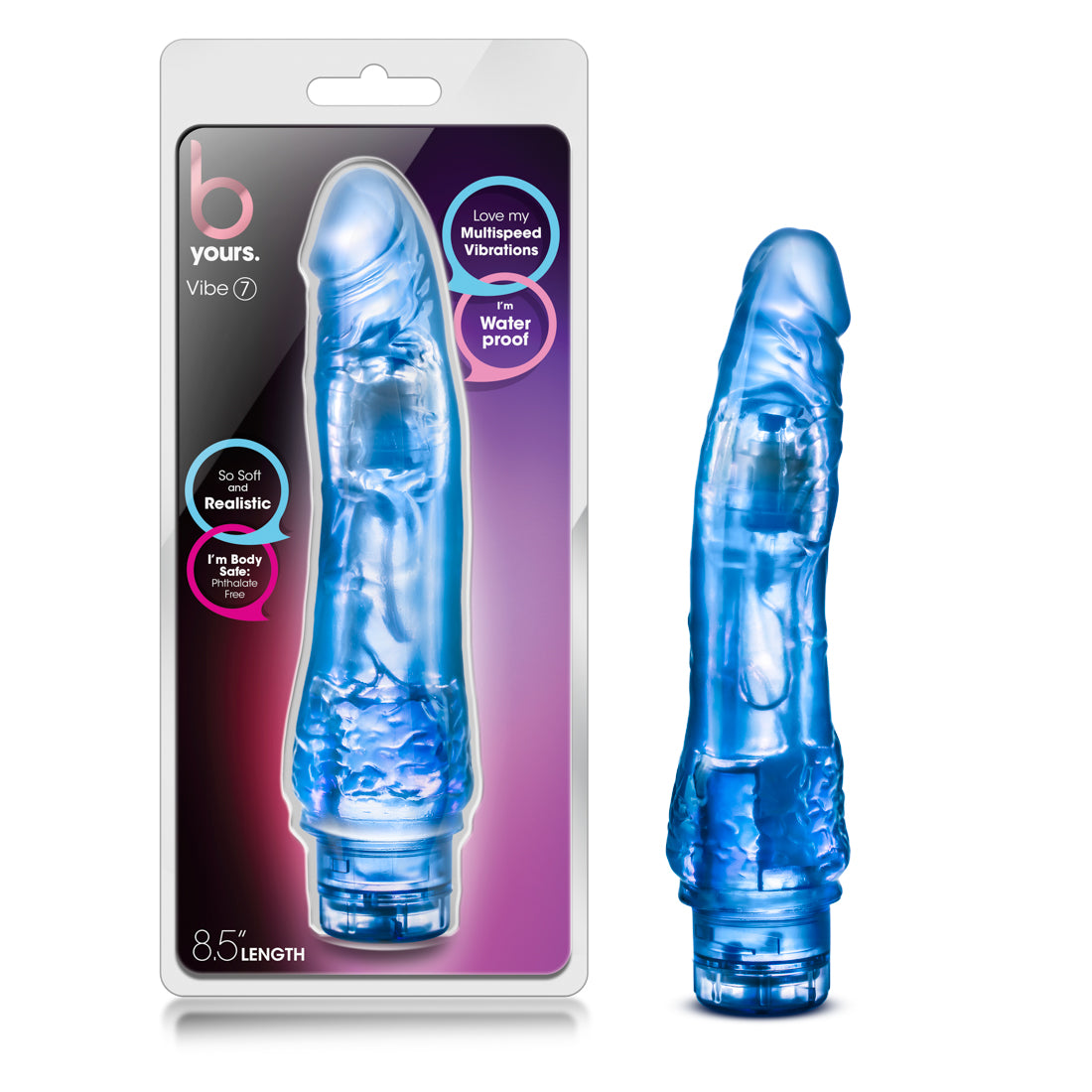 B Yours Vibe No 7 Blue Premium Waterproof Realistic Vibrator Vibrators