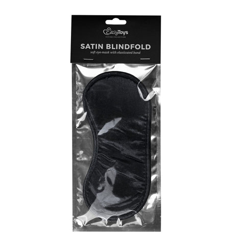 Black Satin Eye Mask for Sensory Deprivation and Intimacy Blindfold
