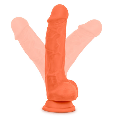 Neo Elite 7.5 Inch Silicone Dual Density Cock with Balls Neon Orange DONGS