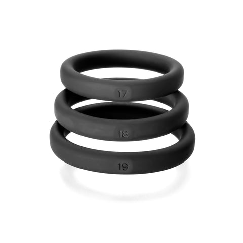 Perfect Fit XactFit Cock Ring Sizes 17 18 19 See Description Black COCK RING Set