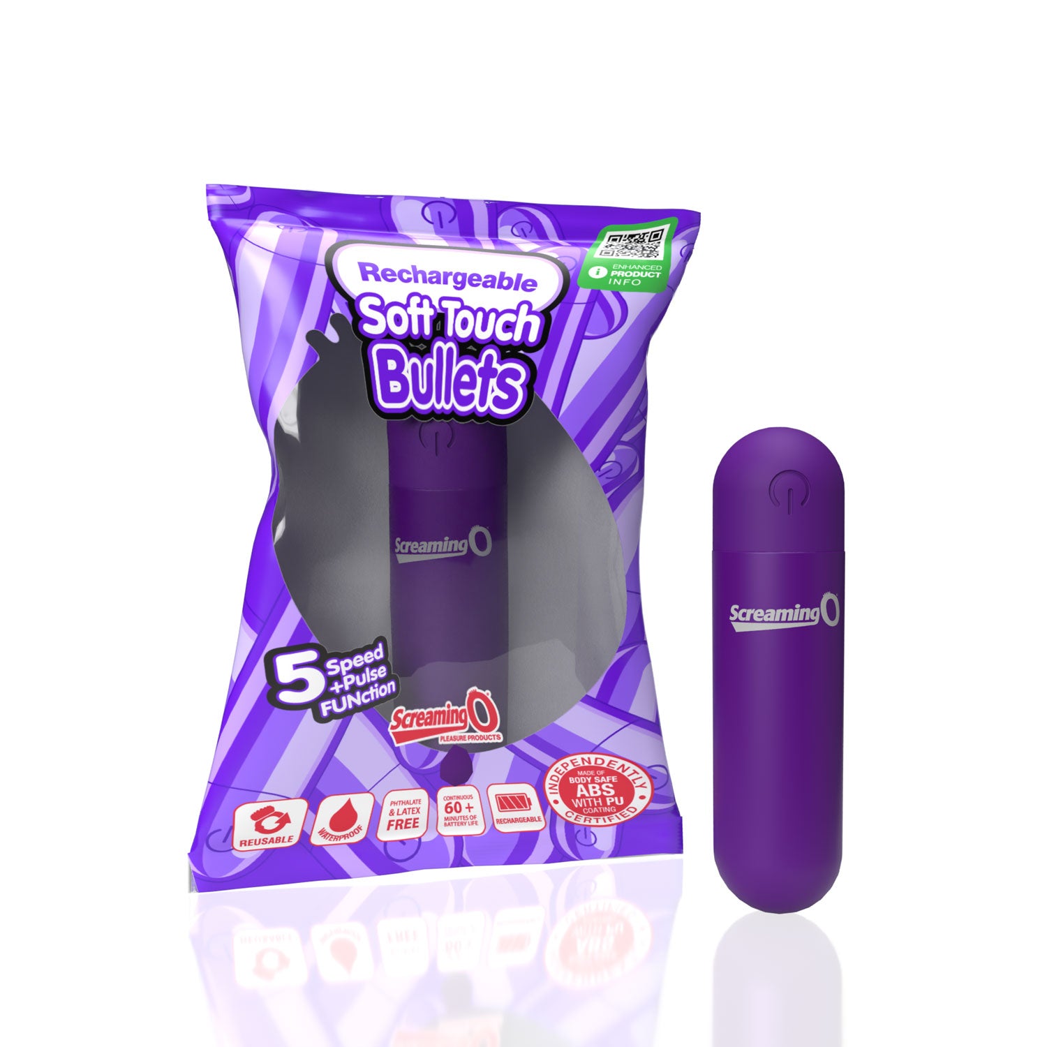 Rechargeable Soft Touch Bullet (Purple) – Waterproof 5-Speed Compact Vibrator > Vibrators > Mini Vibrators