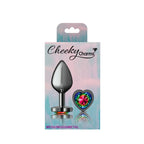 Cheeky Charms Gunmetal Medium Butt Plug with Heart Rainbow Jewel > Anal Range > Jewel Butt Plugs