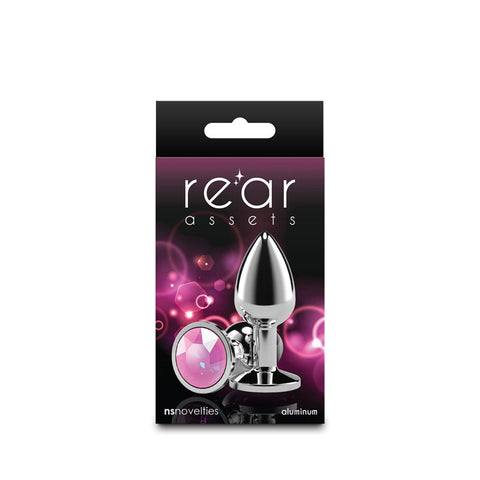 Rear Assets Medium Metal Butt Plug with Pink Gem Base > Anal Range > Jewel Butt Plugs
