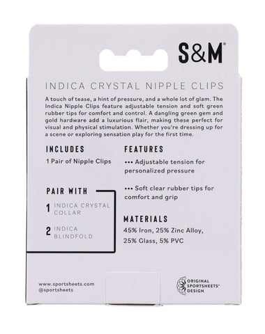 Indica Crystal Nipple Clips (Green) – Adjustable Tension Nipple Clips Green Nipple Clips