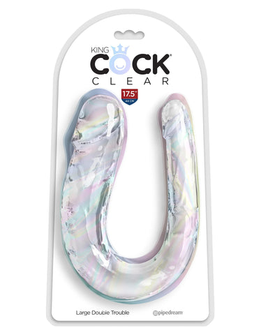 King Cock Large Double Trouble Double-Ended Dildo Clear Double Dongs