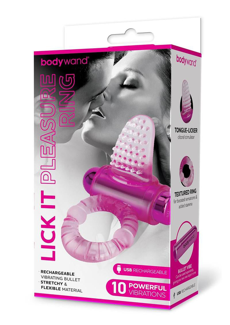 Bodywand Rechargeable Lick It Pleasure Ring – USB Rechargeable Vibrating Cock Ring Pink > Cock Ring > Vibrating
