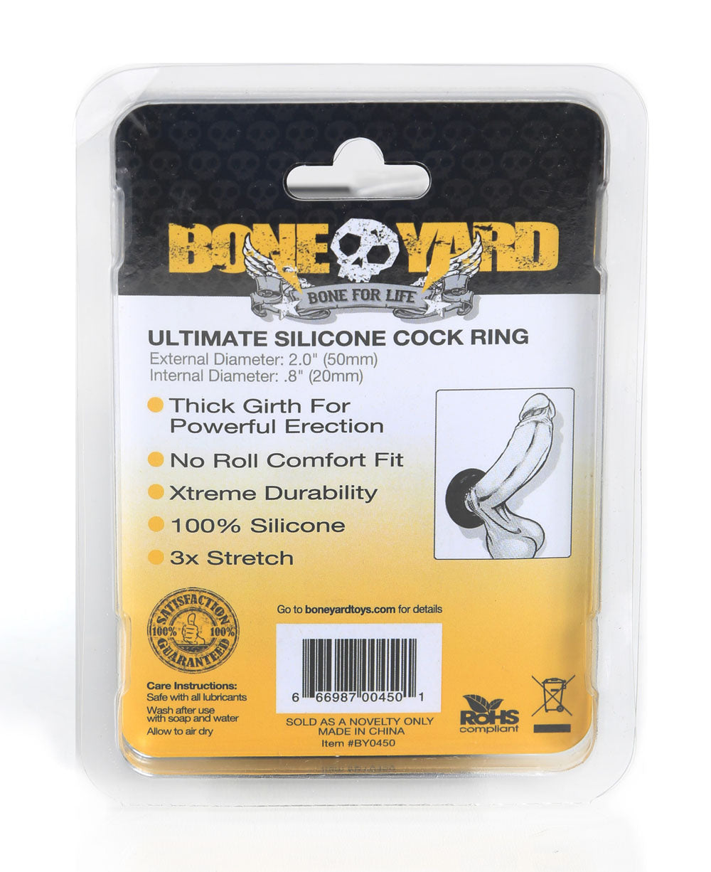 Boneyard Ultimate Silicone Cock Ring Black 20mm Internal Diameter > Cock Ring > Single
