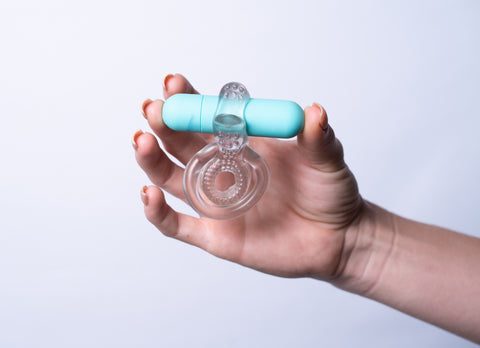 Maia Jayden - Blue USB Rechargeable Vibrating Cock & Ball Rings BULLETS