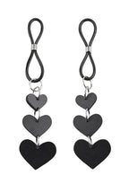 Heart Nipple Ties Black Faux Leather Sensual Adult Accessory > Sex Toys > Nipple Clips