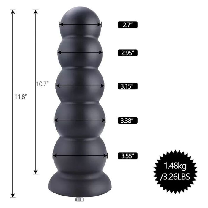 Hismith - 11.8" Silicone Smooth 5 Balls Beaded Anal Dildo (KlicLok)