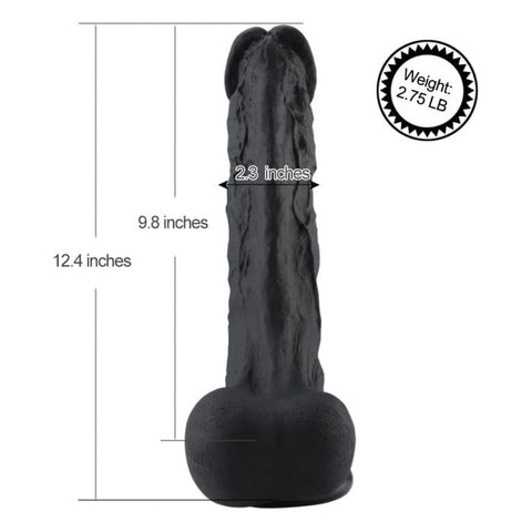 Hismith - 12.4" Silicone Black Super Size Dildo (KlicLok)