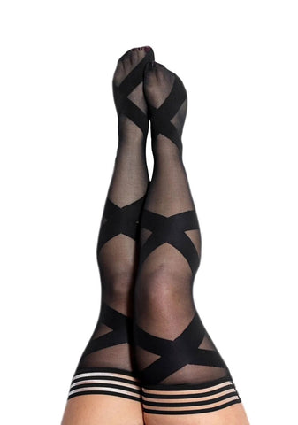 Kixies Jackie Ballet Thigh High Stockings Size D Elegant Black > Clothes > Hosiery > Stockings