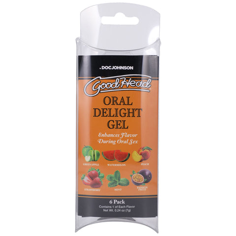 GoodHead Oral Delight Gel 6-Pack Assorted Flavors 0.24 oz Single-Use Packets Default Title > Lube > Oral Gels & Sprays