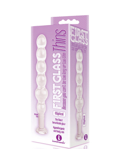The 9's Glass First Thins Elliptical (Clear) – Smooth 17.8 cm Glass Anal Beads Clear > Glass > Toys