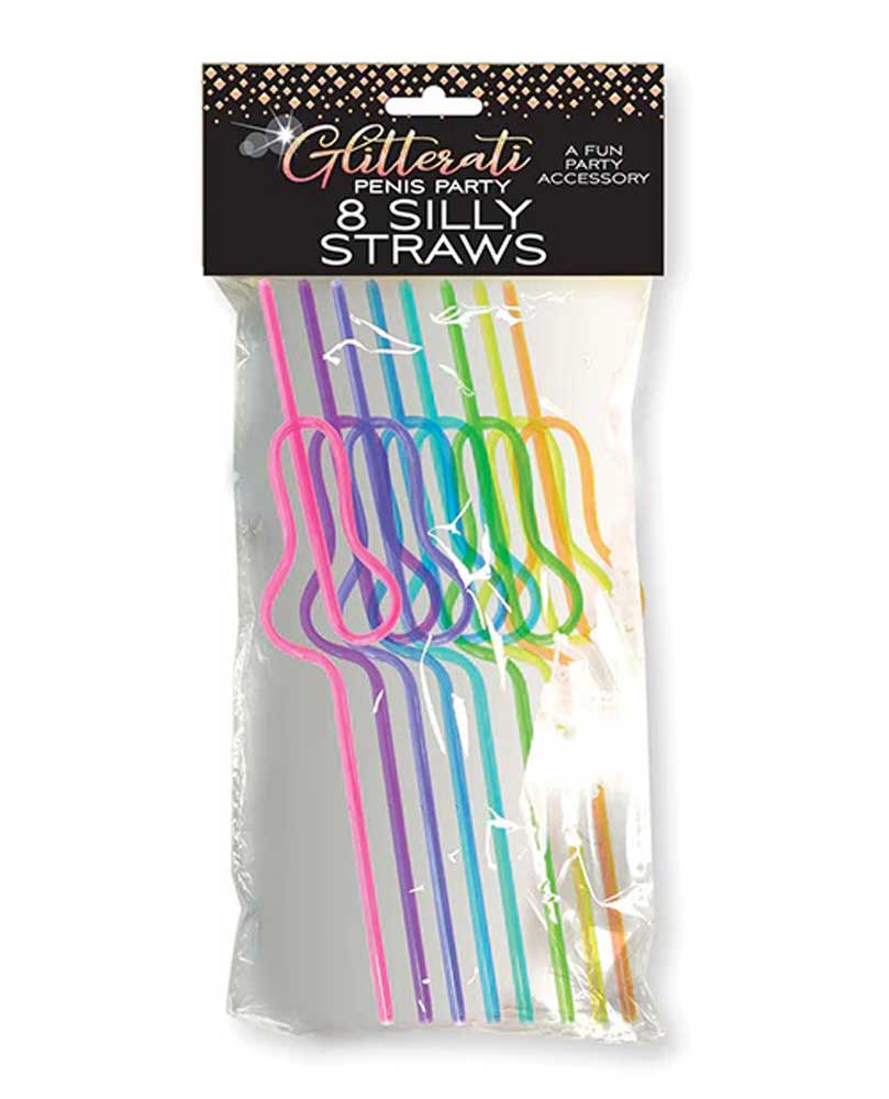 Glitterati Penis Silly Straws Set of 8 Reusable Party Straws Multi > Novelties > Party Supplies