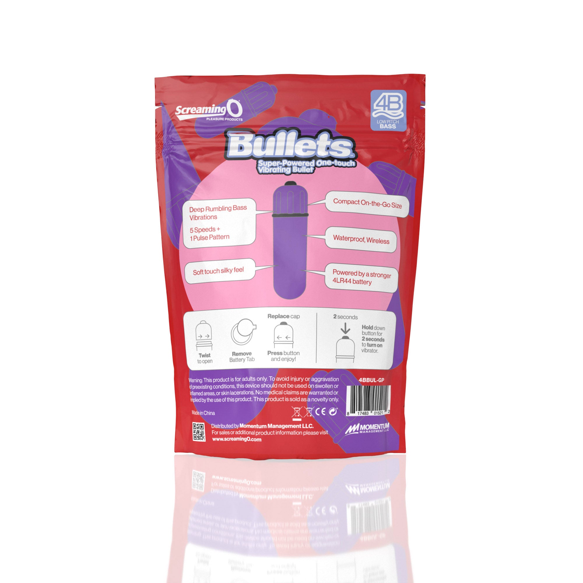 Screaming O Bullets 4B Low Pitch Bass – Compact Silky Vibrator with Powerful Motor and Long-Lasting Batteries > Vibrators > Mini Vibrators