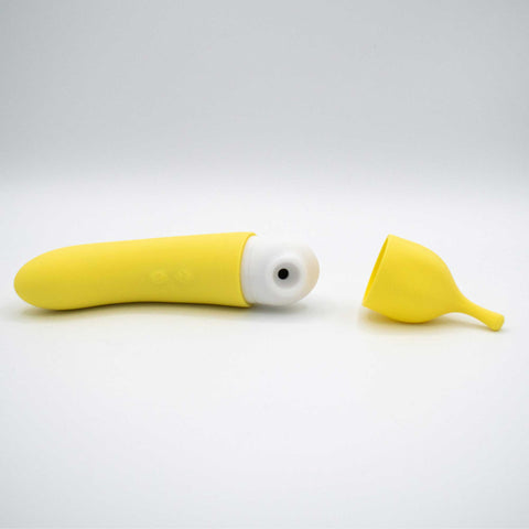 Banana Cream Yellow G-Spot and Air Pulse Vibrator Adult Toy AIR PULSATION