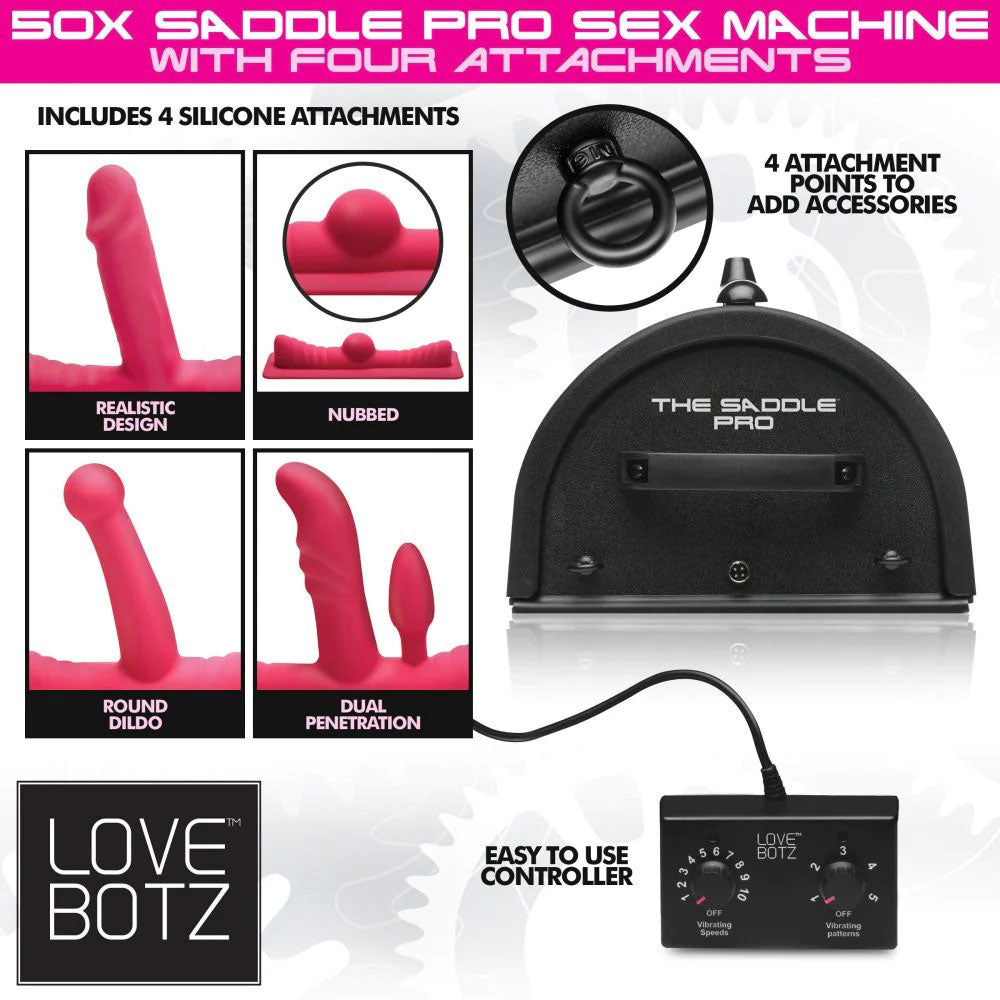 Saddle Pro Deluxe Rideable Sex Machine 4 Attachments for Ultimate Pleasure Sex Machines