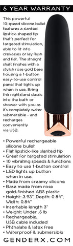 Gender X The Gold Standard Rose Gold 10 cm USB Rechargeable Bullet Vibrator BULLETS