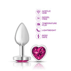 Cheeky Charms Silver Metal Butt Plug with Heart Pink Jewel Medium > Anal Range > Jewel Butt Plugs