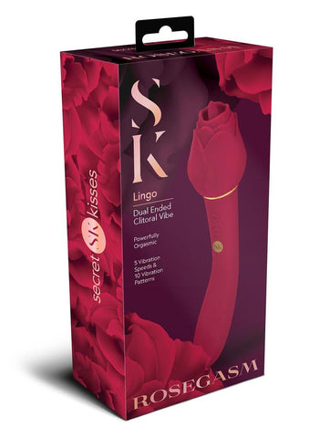 Secret Kisses Rosegasm Lingo 20.3cm Dual-ended Stimulator Red Rose Stimulators