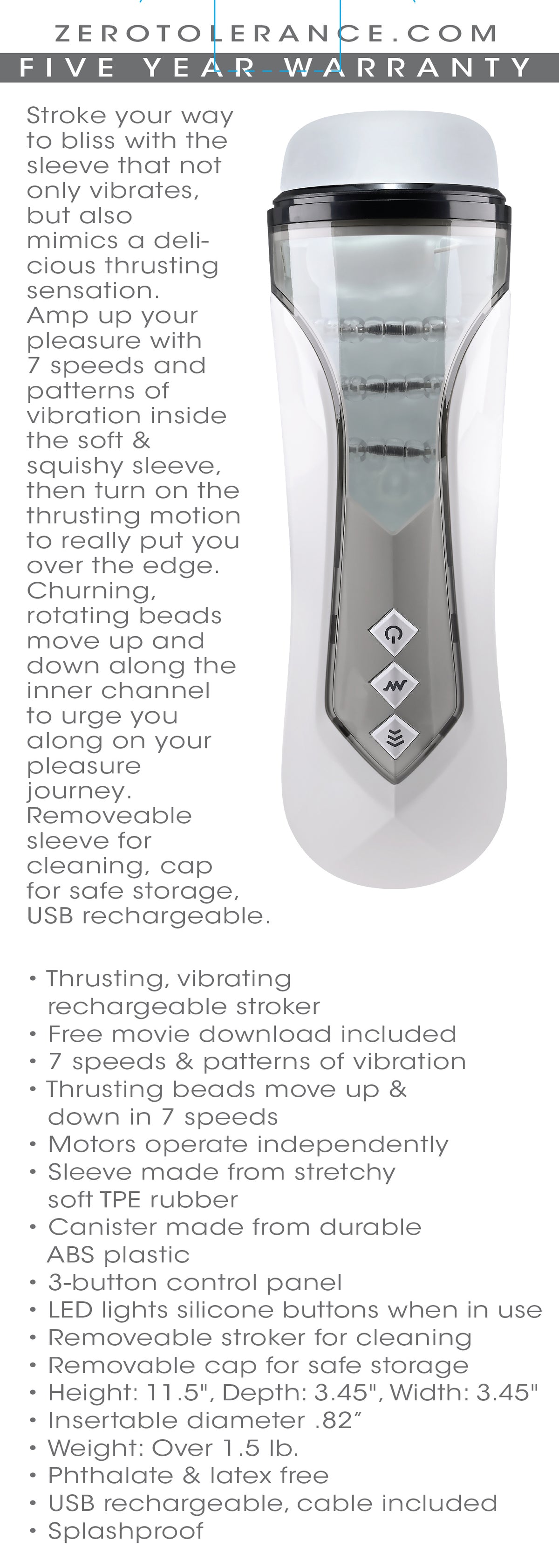 Zero Tolerance Stroking Buddy Male Masturbation Sleeve > Sex Toys For Men > Masturbators > Vibrating