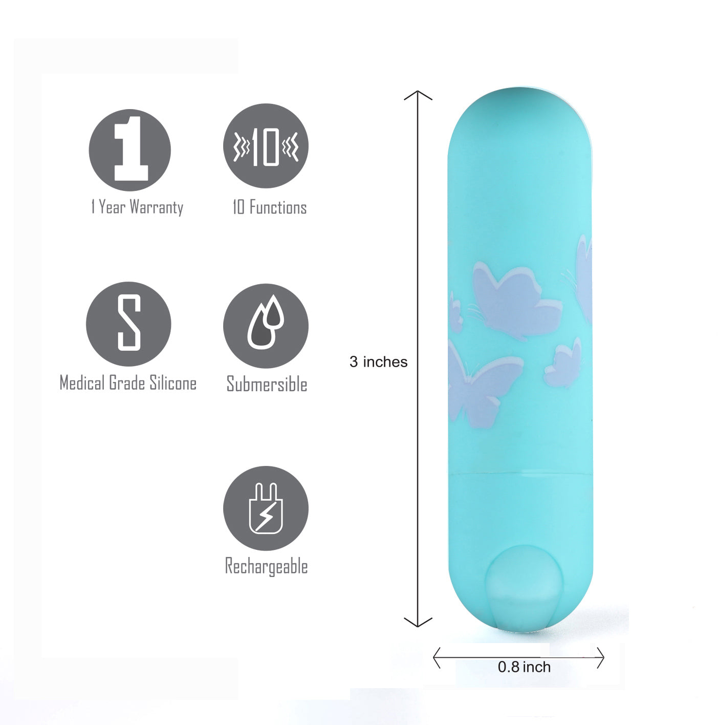 Maia Julia Teal 7.6 Centimeter Bullet Vibrator > Vibrators > Mini Vibrators
