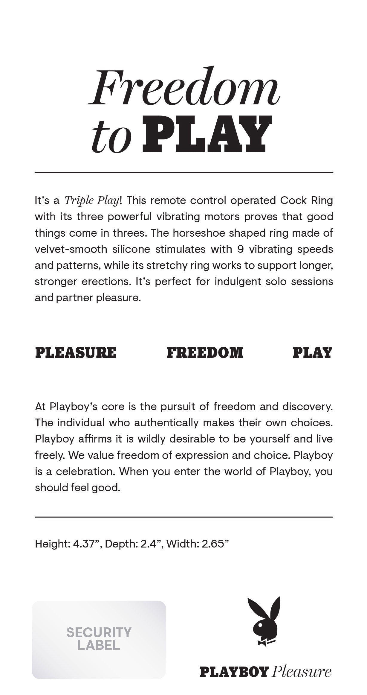 Playboy Pleasure Triple Play Vibrating Cock Ring > Cock Ring > Vibrating