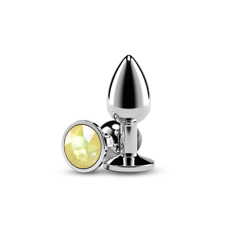 Rear Assets Silver Medium (Yellow Gem) Lightweight Chrome-Plated Aluminum Anal Plug > Anal Range > Jewel Butt Plugs Main image