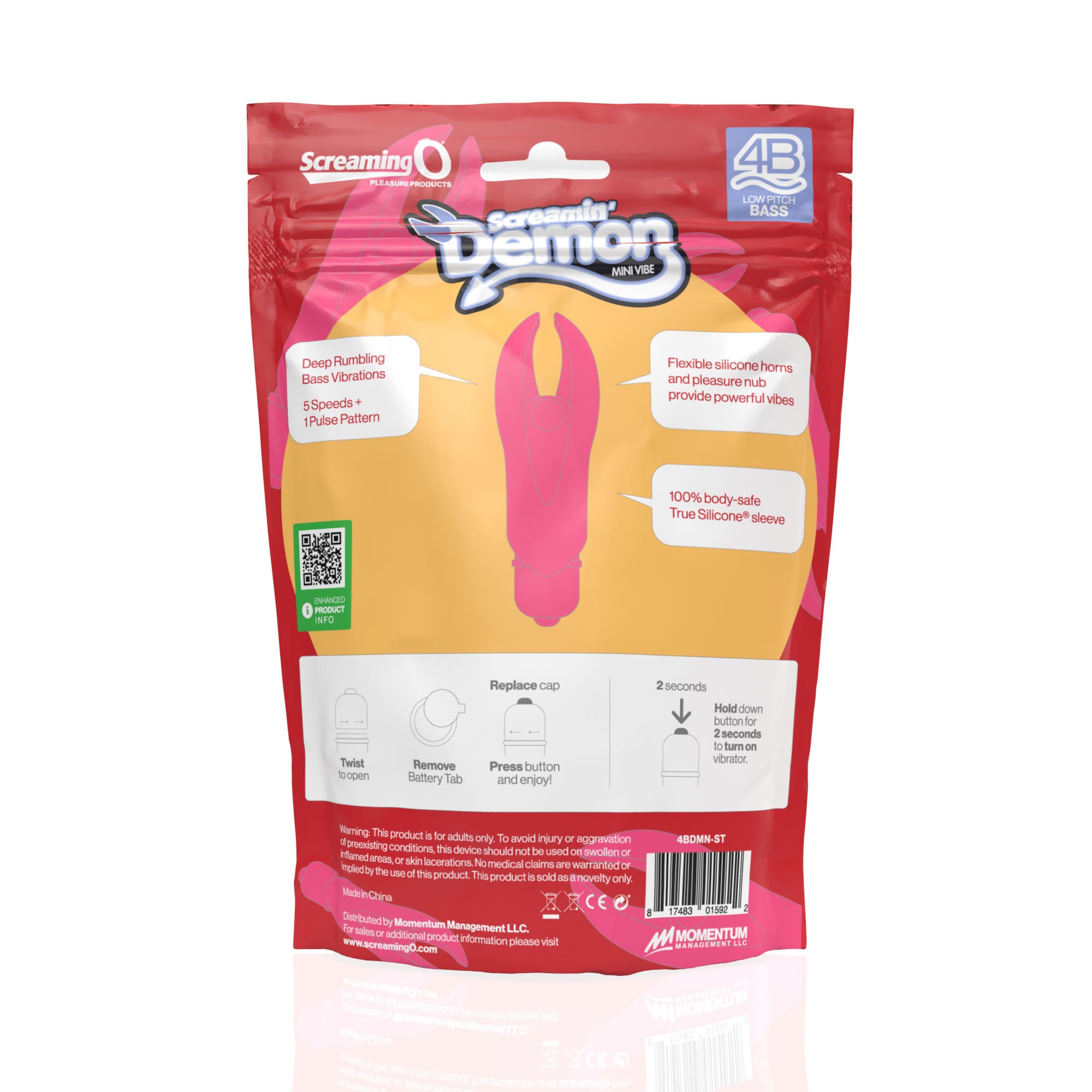 Demon 4B Low Pitch Bass – Deep-Rumbling 5-Speed Vibrator with Silicone Horns > Vibrators > Mini Vibrators