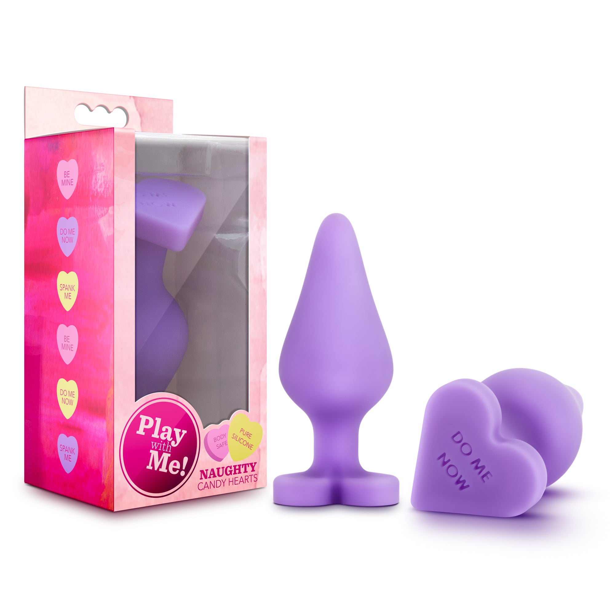 Naughty Candy Heart Do Me Now Cute Heart Butt Plug (3.5 Inch) Purple > Anal Range > Butt Plugs