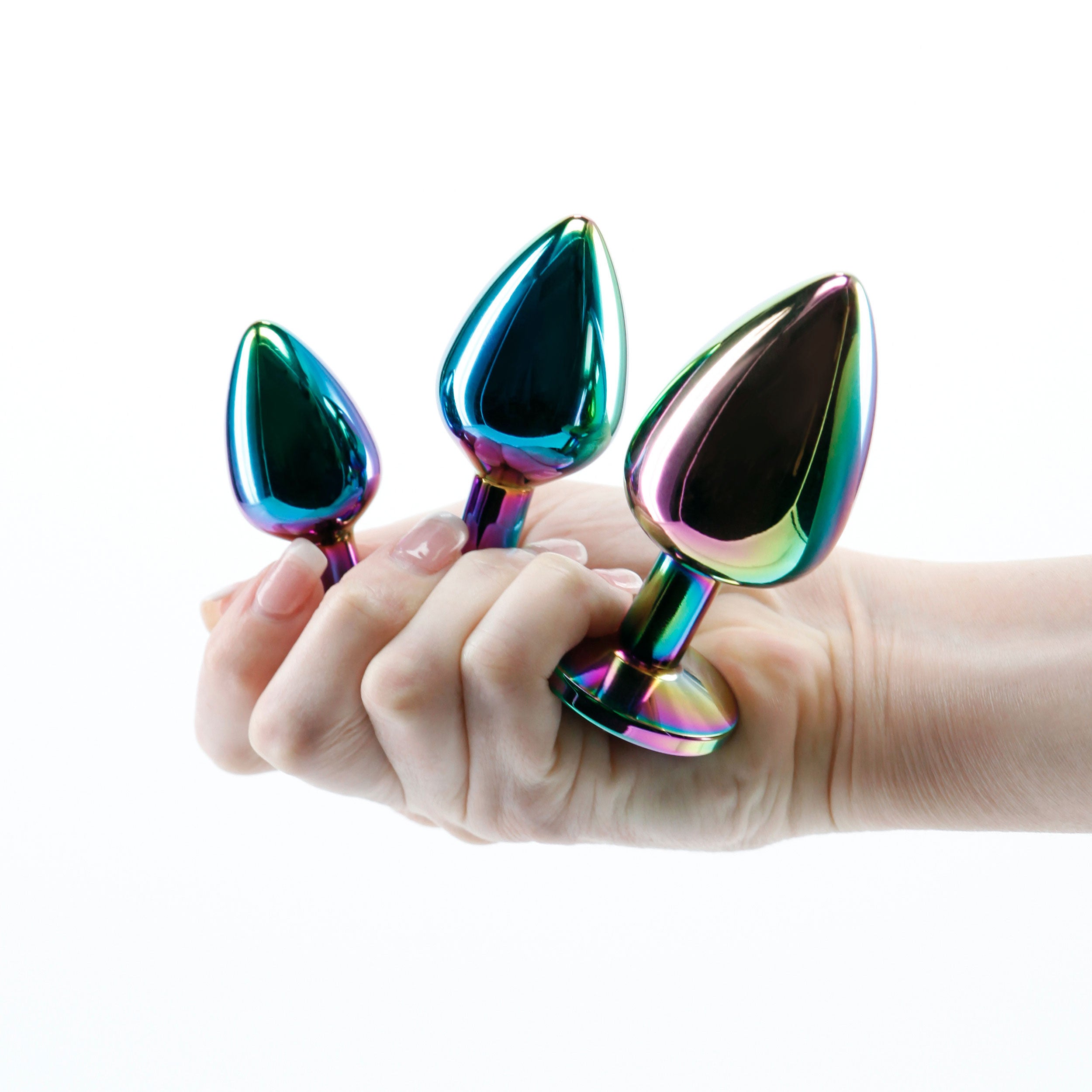 Rear Assets Trainer Kit (Multicolor) – Chrome-Plated Graduated Metal Butt Plug Set with Heart Jewel Secondary image